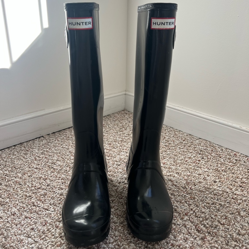 Hunter Rain Boots Tall Black Glossy